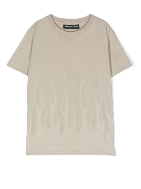 Vision Of Super Kids flame-print cotton T-shirt 