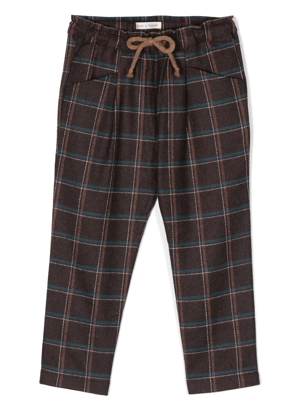 

Zhoe & Tobiah drawstring checked straight-leg trousers - Brown