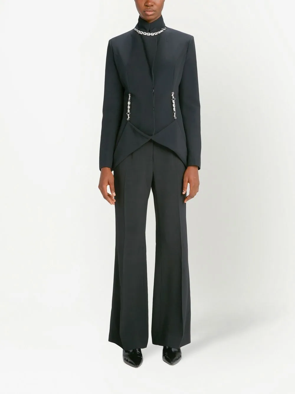 

Christopher Kane flared chain-link detail trousers - Black