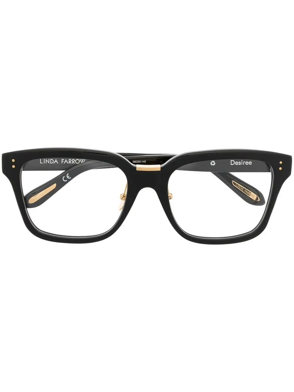 

Linda Farrow lentes con armazón cuadrada - Negro