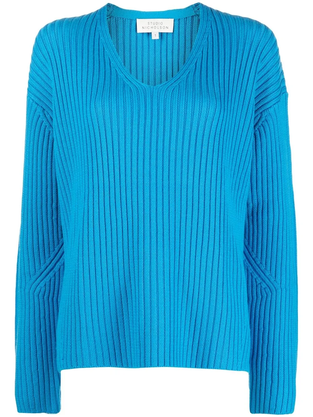 

Studio Nicholson ribbed V-neck jumper - Blue