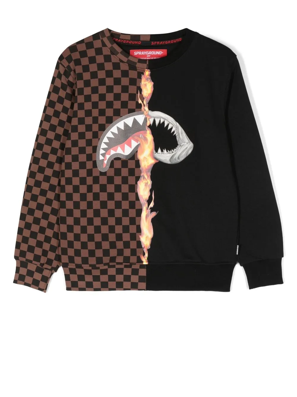 

sprayground kid graphic check-print sweatshirt - Black