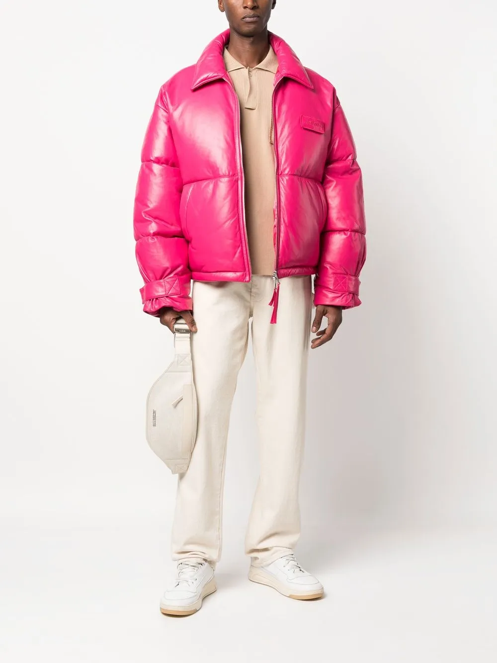 jacquemus leather puffer coat