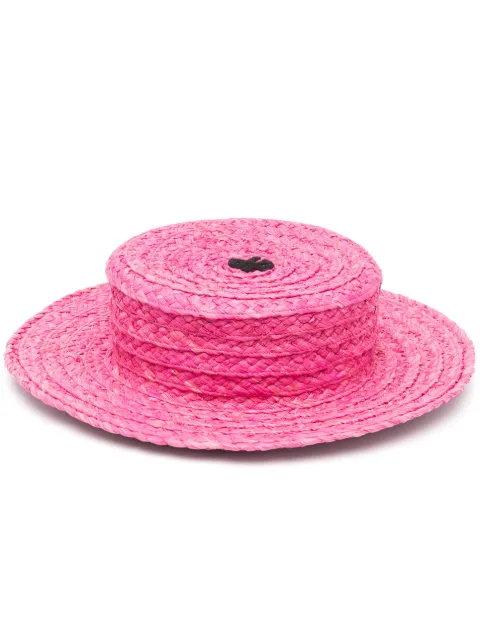 Patou sombrero canotié de rafia con diseño de dos tonos