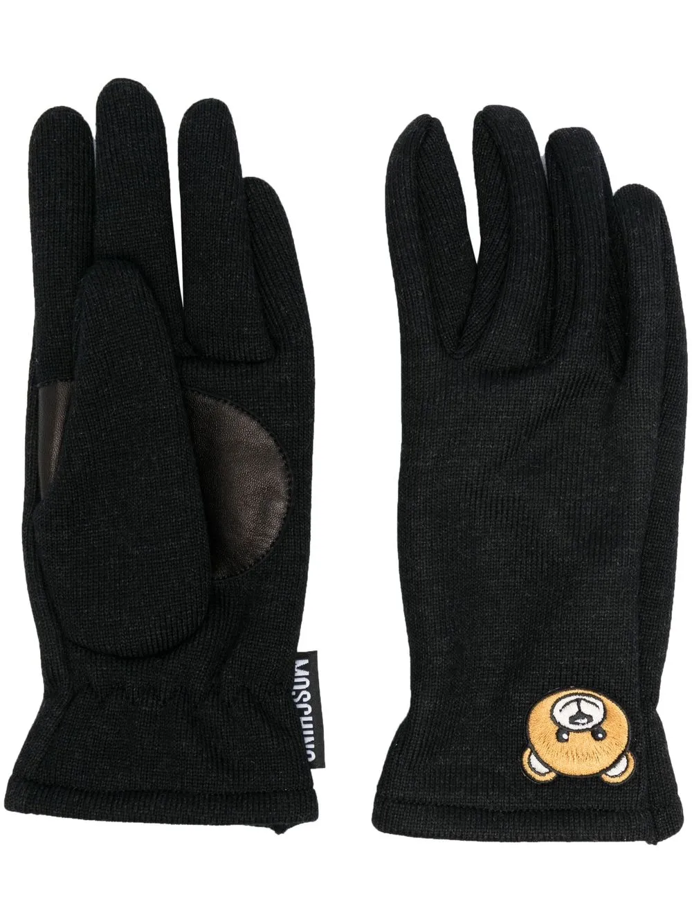 

Moschino Toy Bear patch-detail gloves - Black