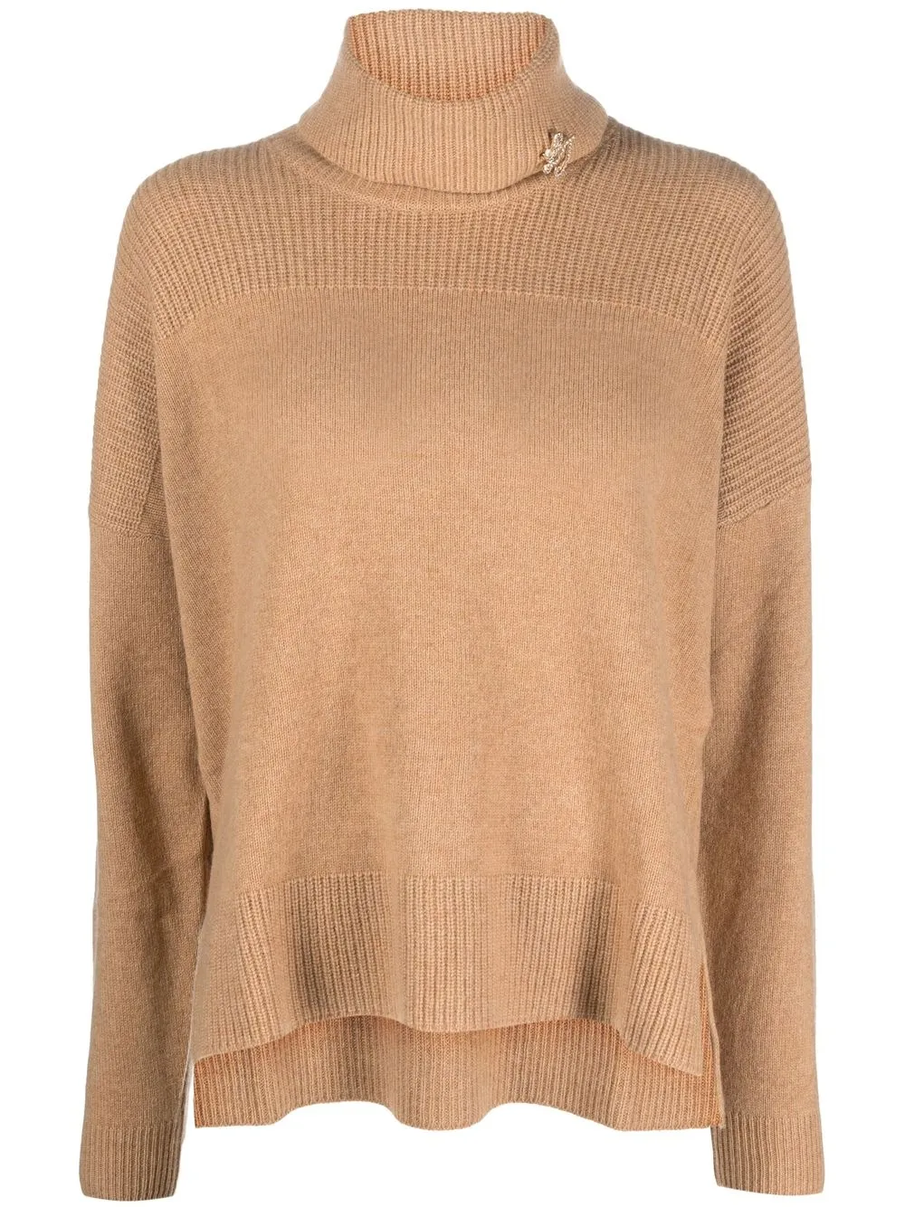 

LIU JO brooch-detail roll-neck jumper - Neutrals