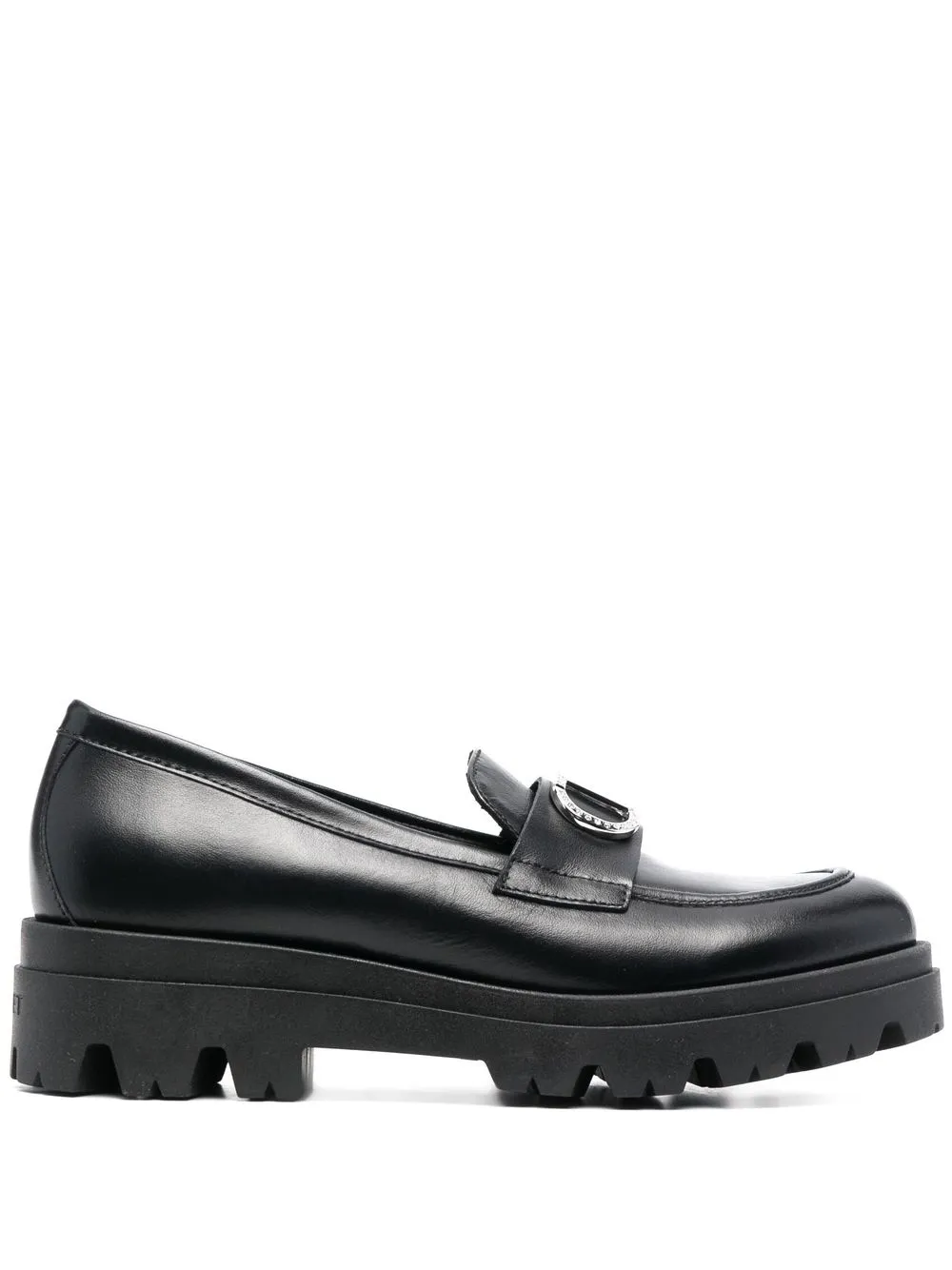

TWINSET Kids logo-buckle leather loafers - Negro