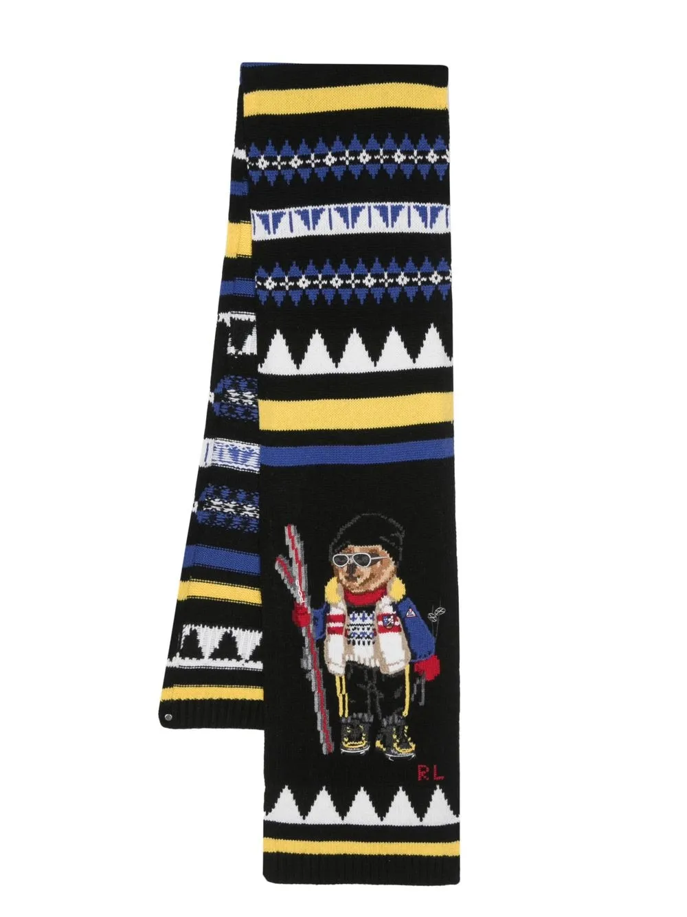 

Polo Ralph Lauren teddy bear-patch knitted scarf - Black