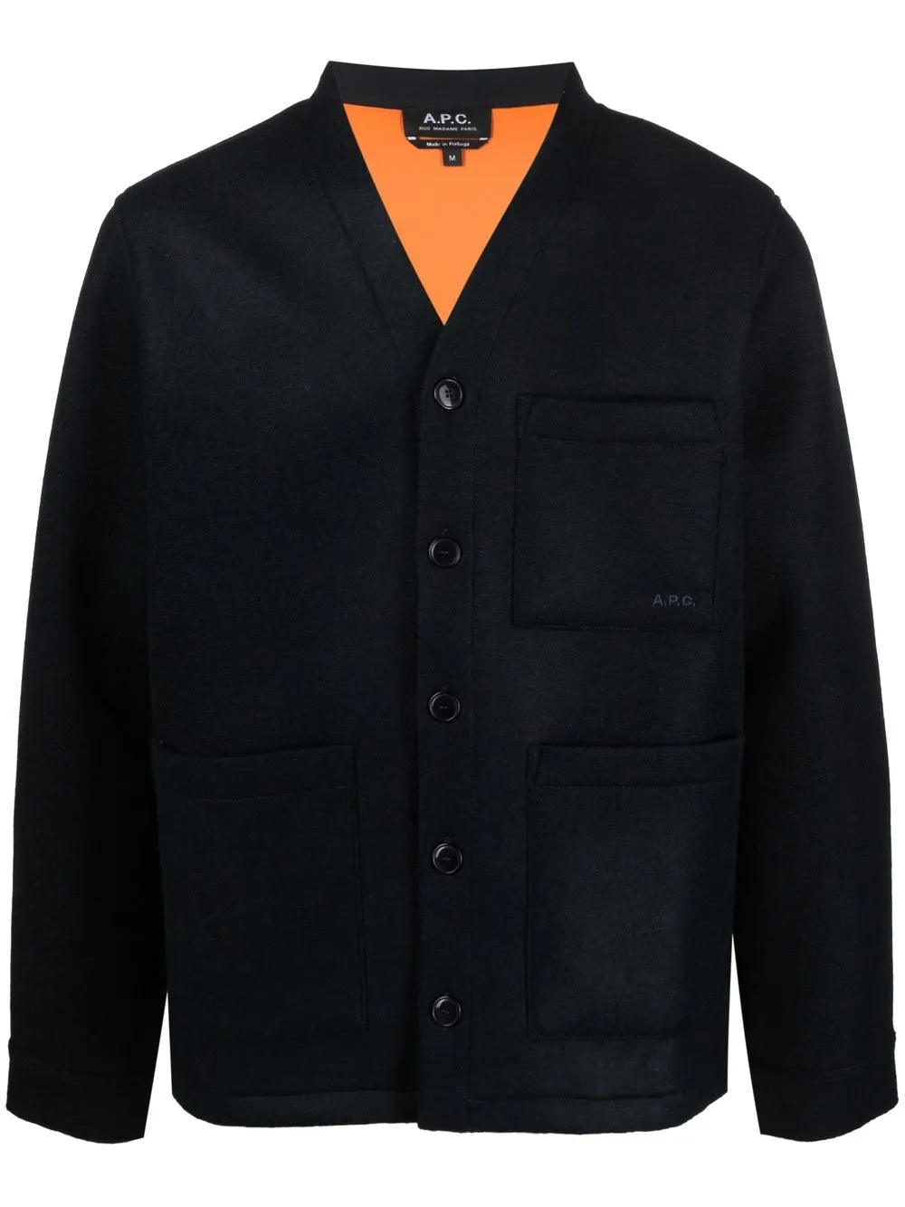 

A.P.C. logo-embroidered V-neck jacket - Blue