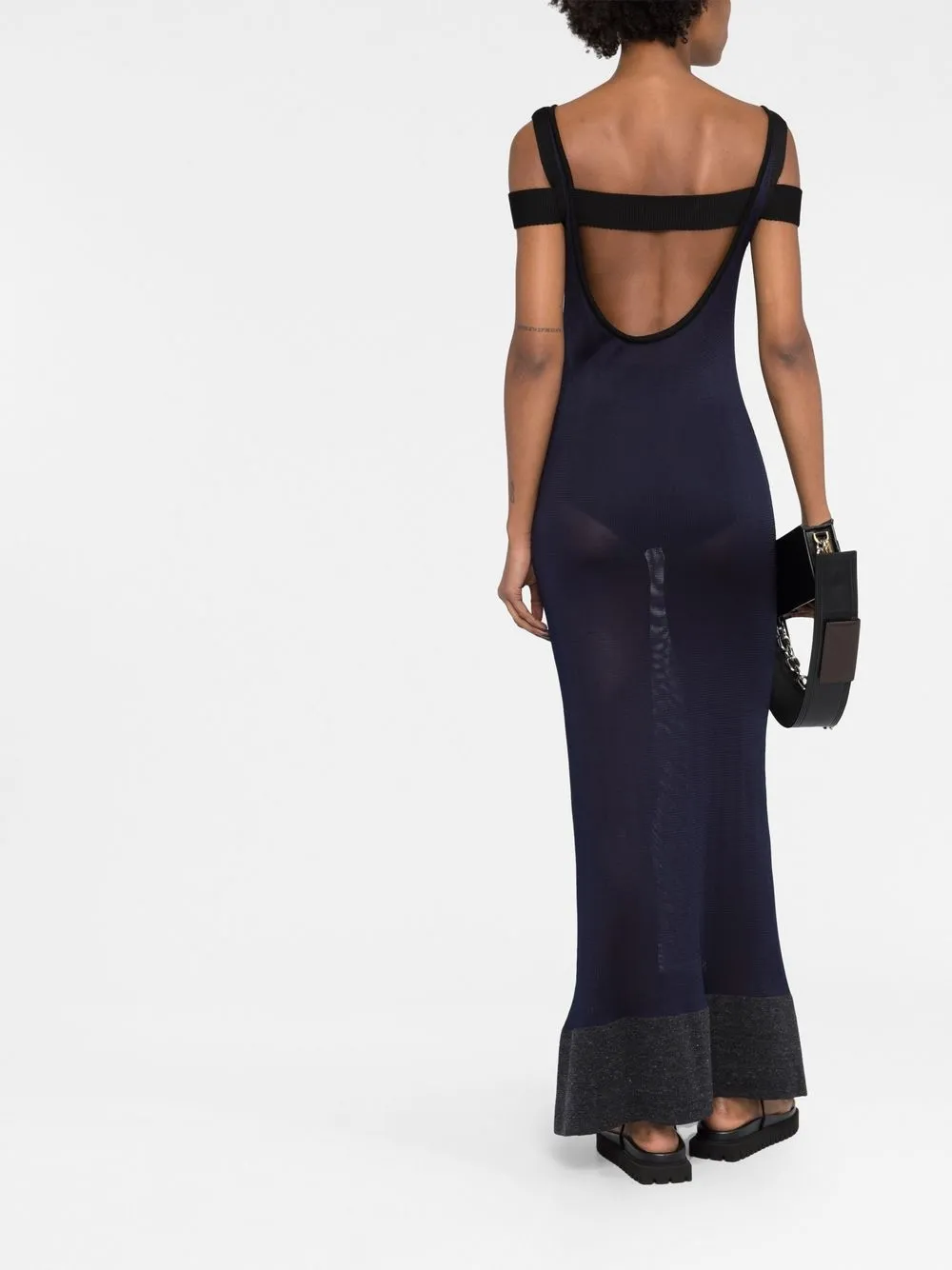 Jacquemus Semi-doorzichtige maxi-jurk Blauw