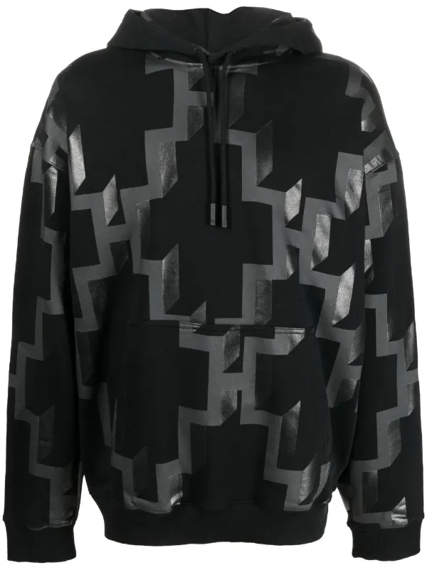 COUNTY OF MILAN geometric-print Cotton Hoodie Black FARFETCH PH