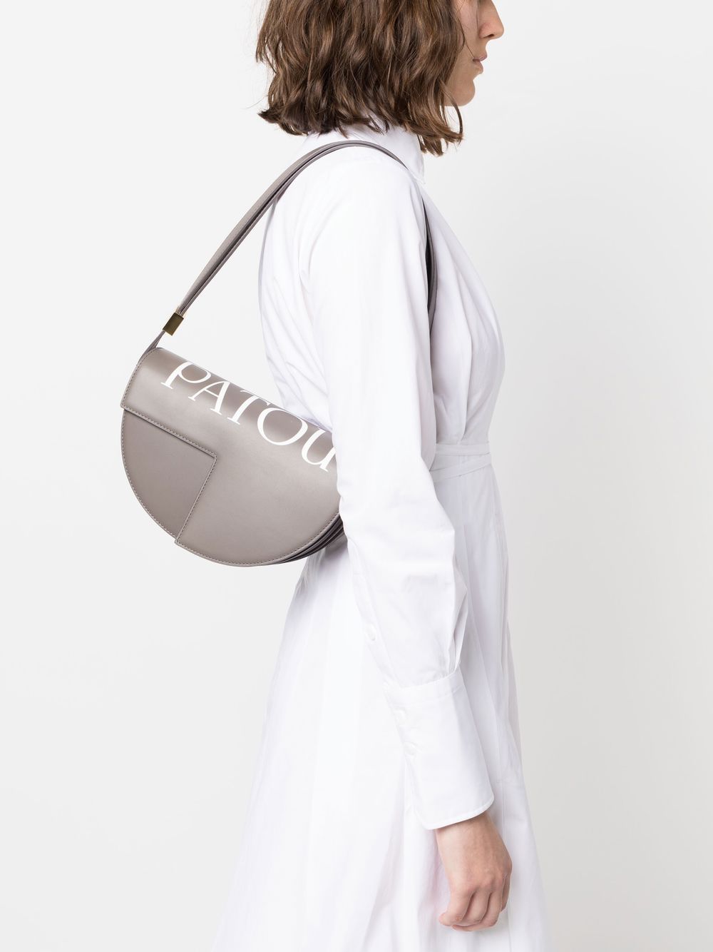 Shop Patou Le  Logo-print Shoulder Bag In Grau