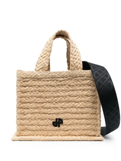 Patou small JP raffia tote bag