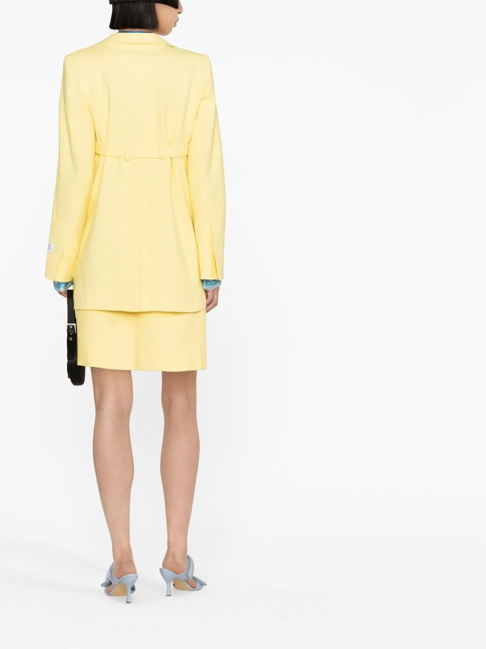 Shop Patou Belted Tailored Jacket In Yellow