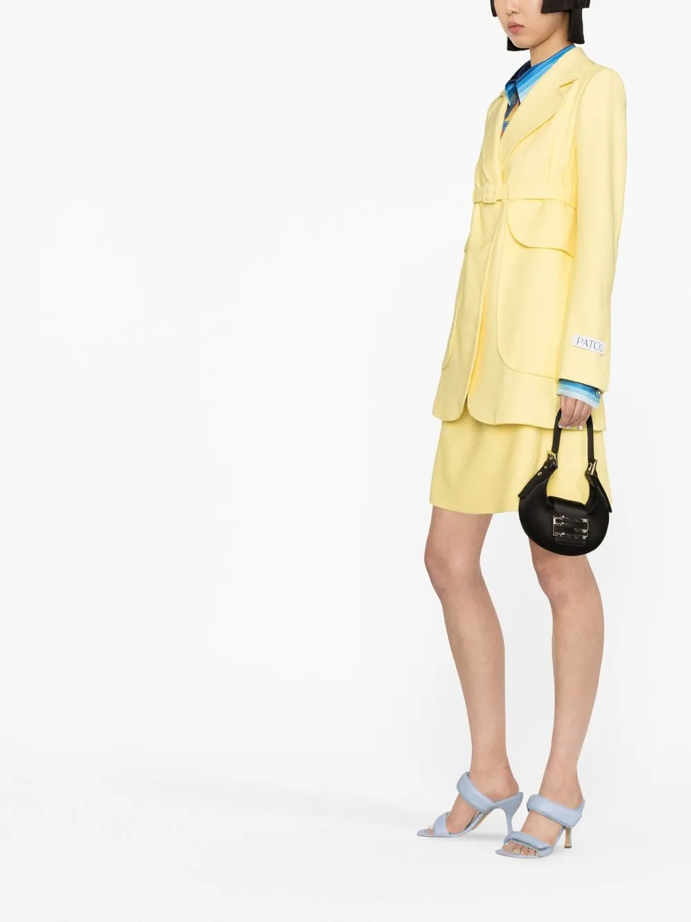 Shop Patou Belted Tailored Jacket In Yellow