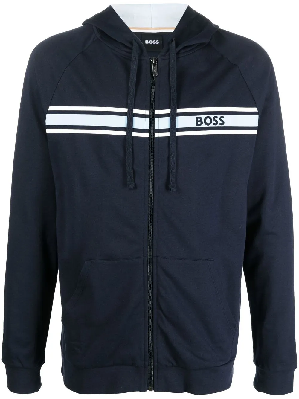 

BOSS knitted logo-print hoodie - Blue
