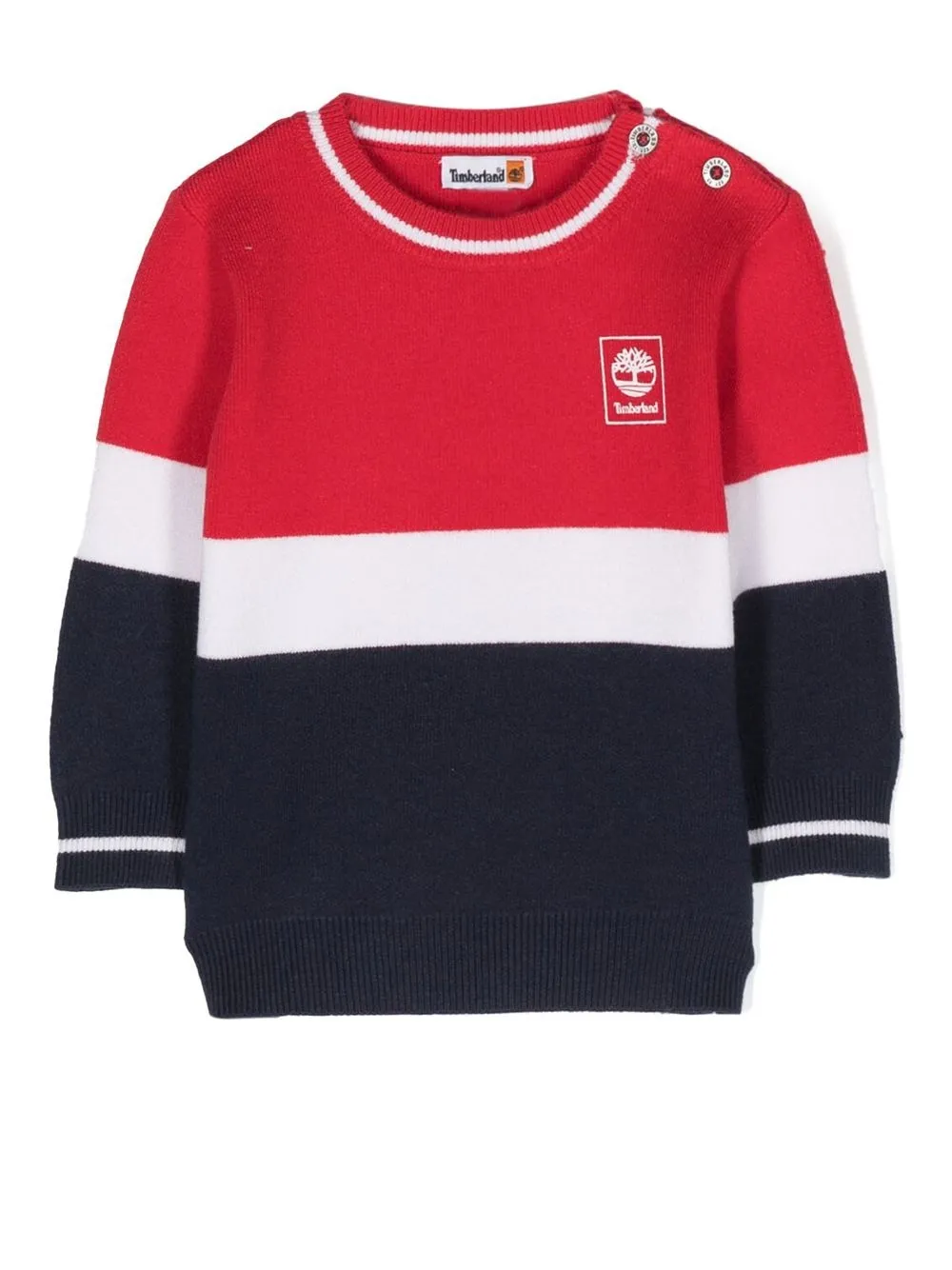 

Timberland Kids logo-print colour-block jumper - Red