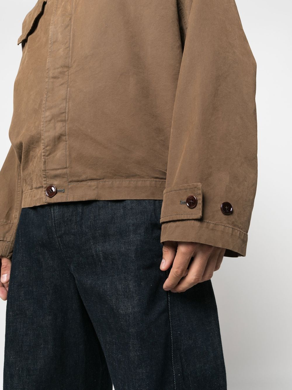 Lemaire Front-buttoned Long-sleeve Jacket In Brown | ModeSens