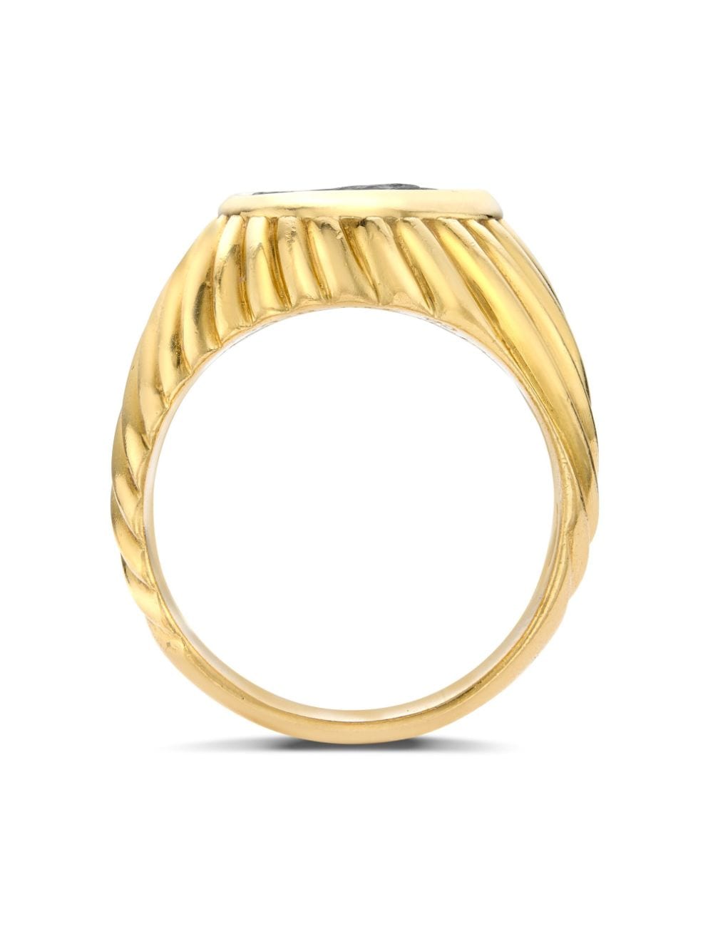 Pre-owned Bvlgari 1970s Monete 18kt Yellow Gold Ring In Black