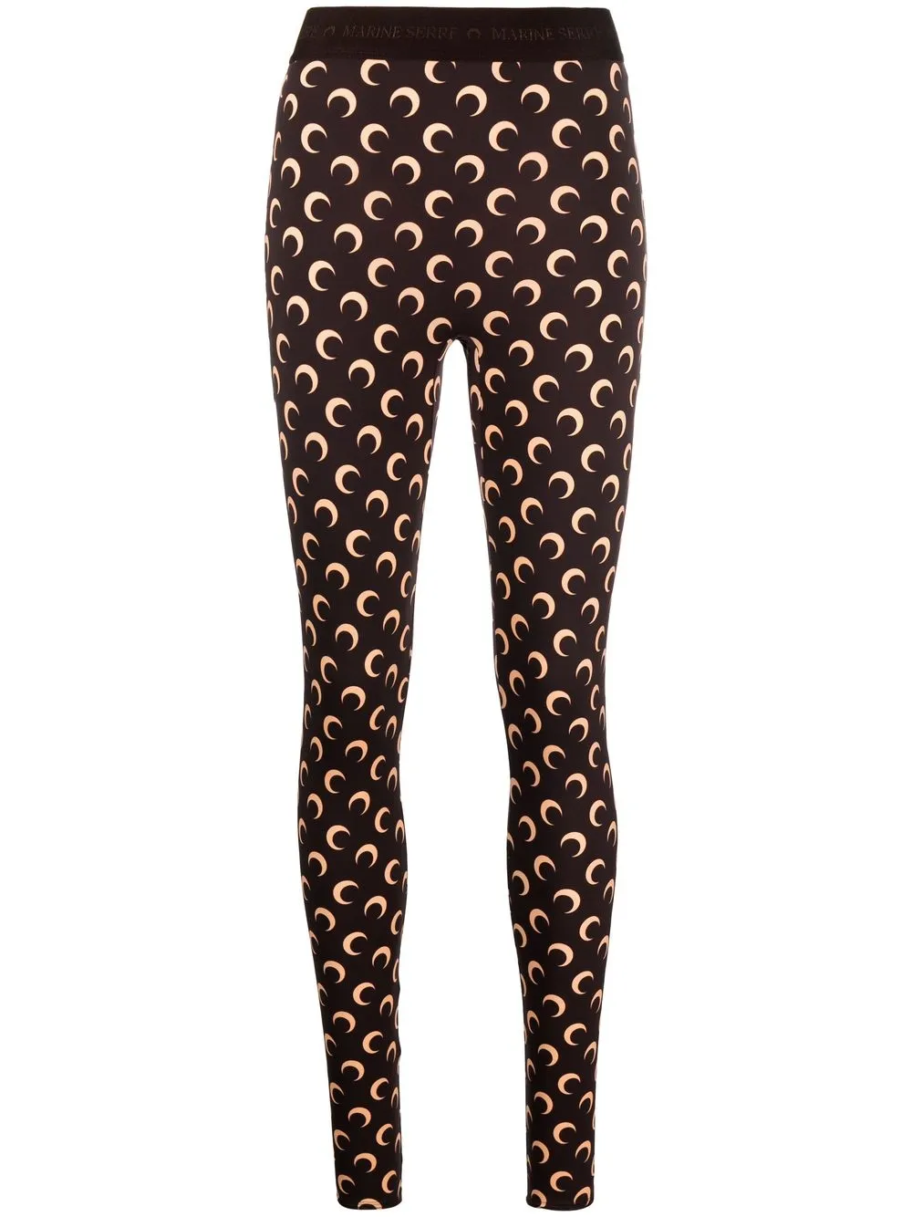 

Marine Serre crescent moon-print stirrup leggings - Brown