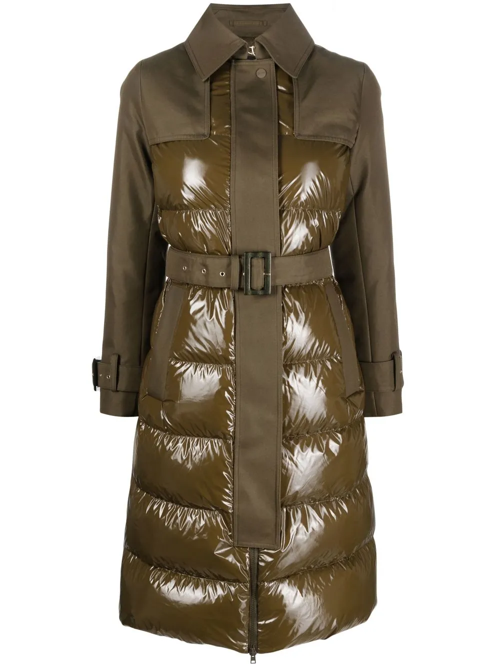 

Herno padded-front belted trench coat - Green