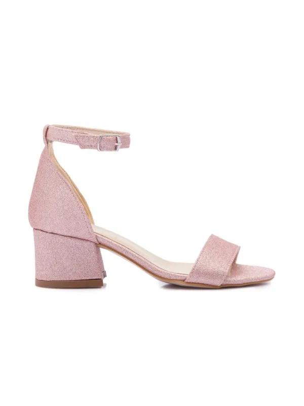 Light pink block heel sandals on sale