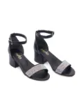 Tulleen rhinestone block-heel sandals - Black