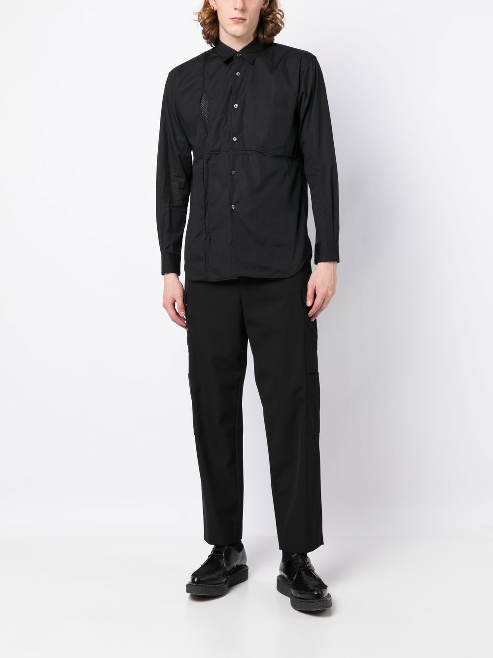 Shop Comme Des Garçons Shirt Panelled-design Cotton Shirt In Black