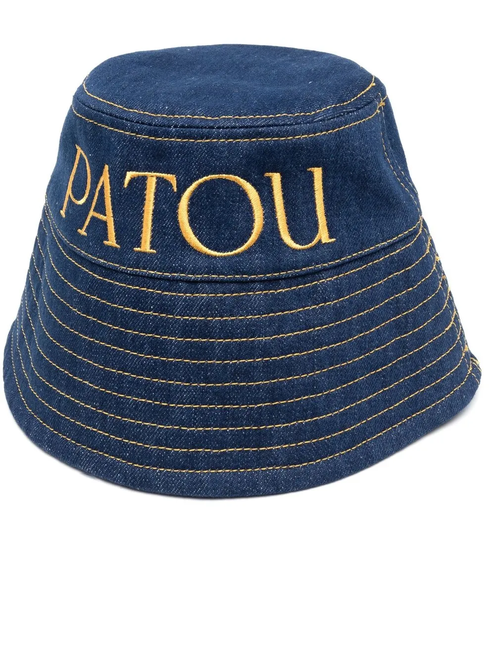 Shop Patou Embroidered-logo Denim Bucket Hat In Blau