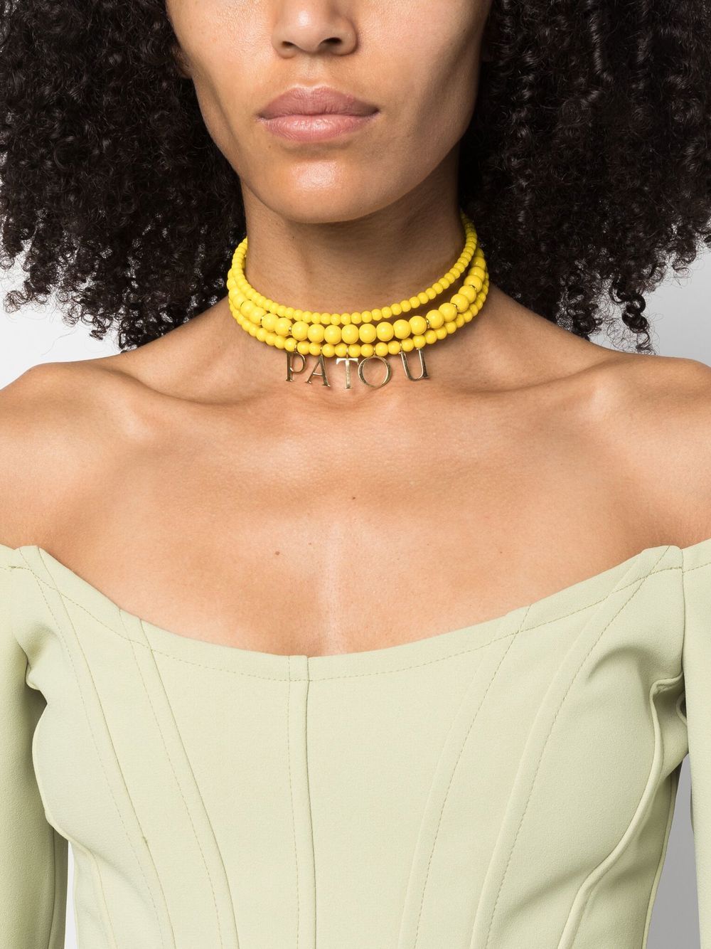 Shop Patou Pop Pearls Logo-cham Necklace In Yellow