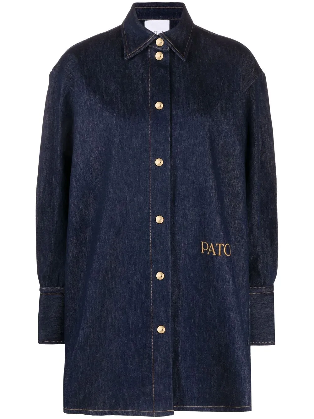 Shop Patou Long-sleeve Denim Shirt In Blau