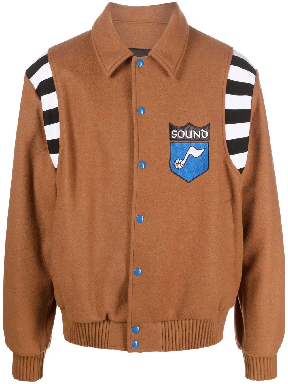 

Just Don stripe-trim shirt jacket - Brown