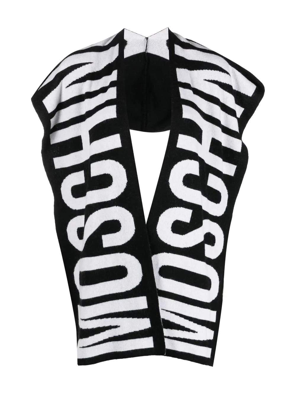 

Moschino knitted embroidered-logo scarf - Black