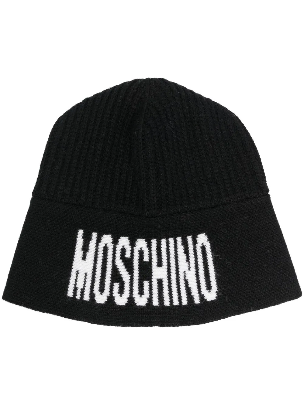 

Moschino logo-knit ribbed beanie hat - Black