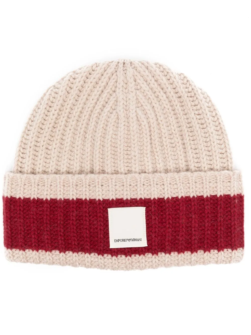 

Emporio Armani logo-patch ribbed beanie - Neutrals