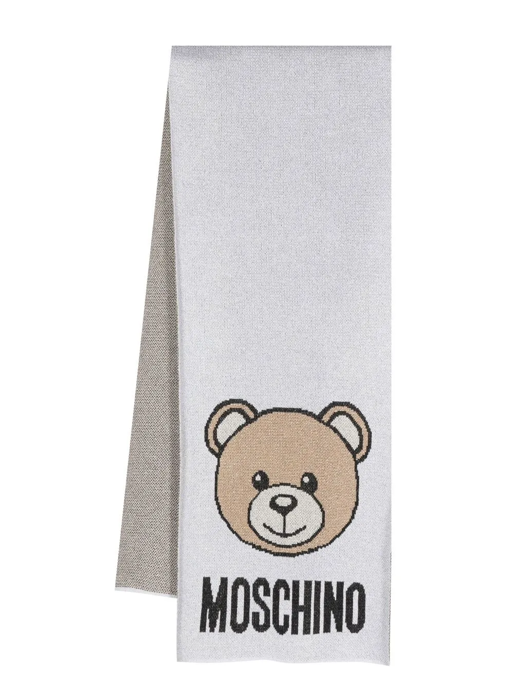 

Moschino Toy bear detail knit scarf - Grey