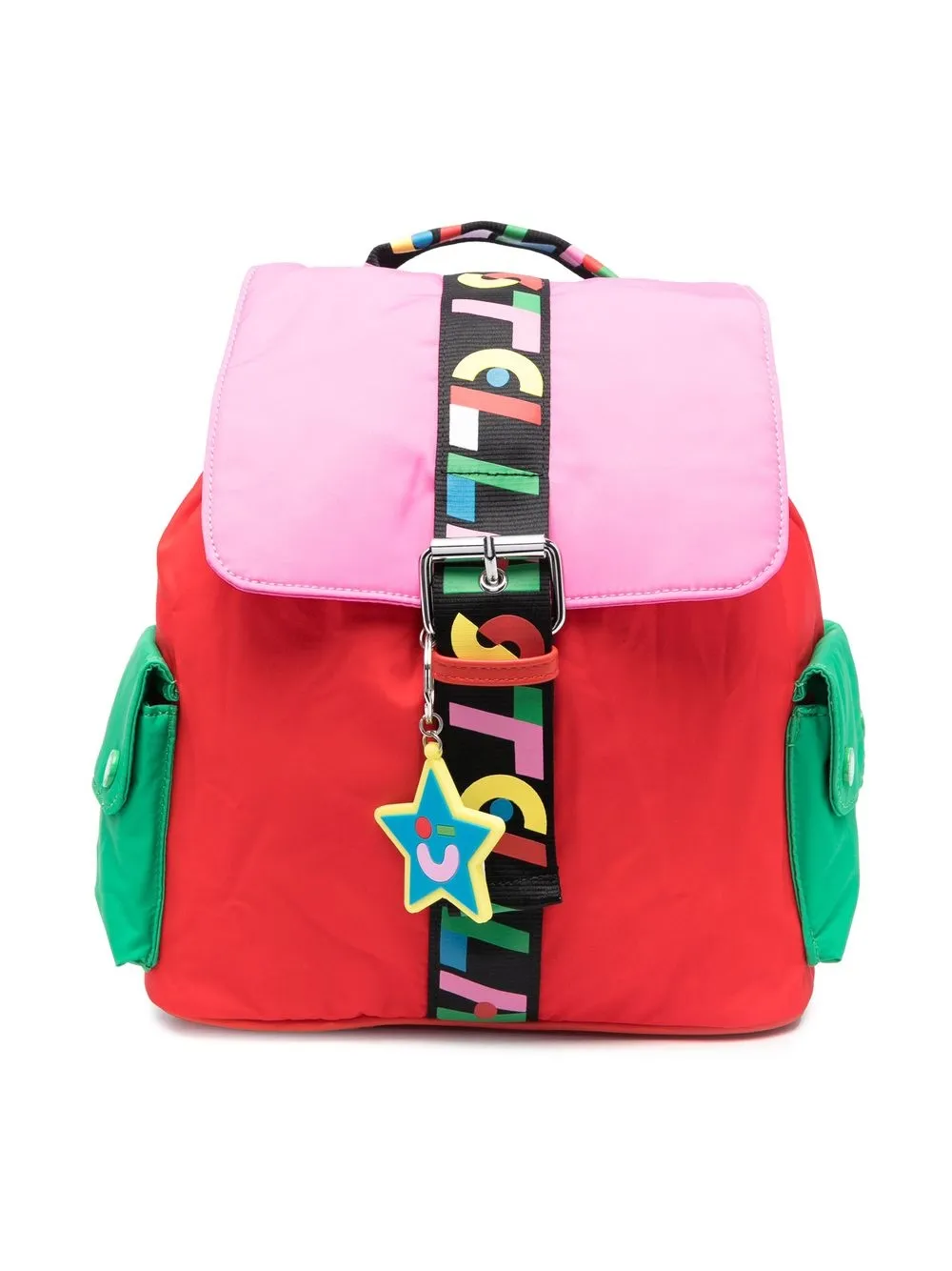 

Stella McCartney Kids logo-tape colour-block backpack - Red