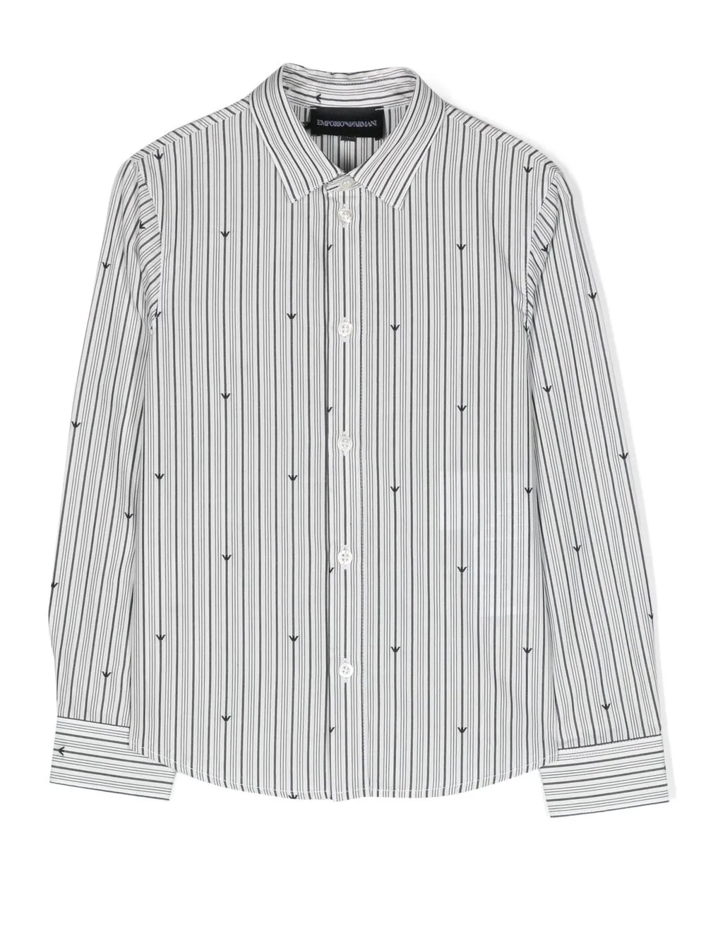 

Emporio Armani Kids stripe-print logo shirt - Grey