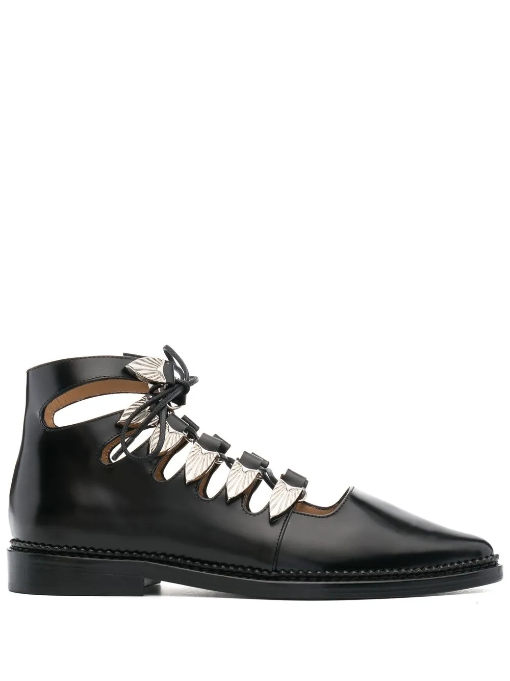 Shop Toga Cut-out Lace-up Shoes In Black