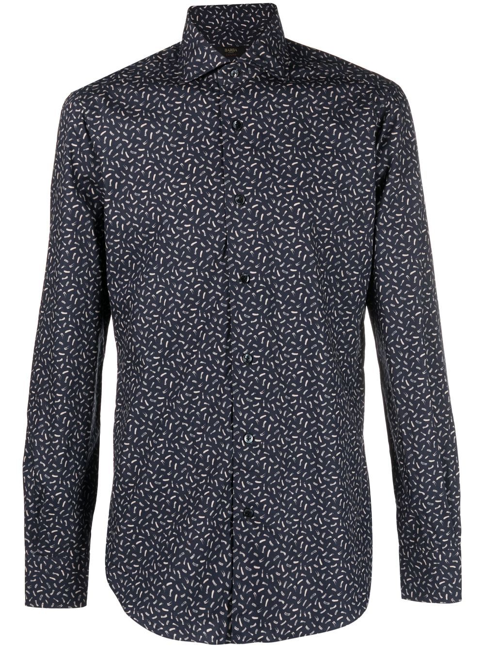 Barba Patterned Button-up Shirt In Blue