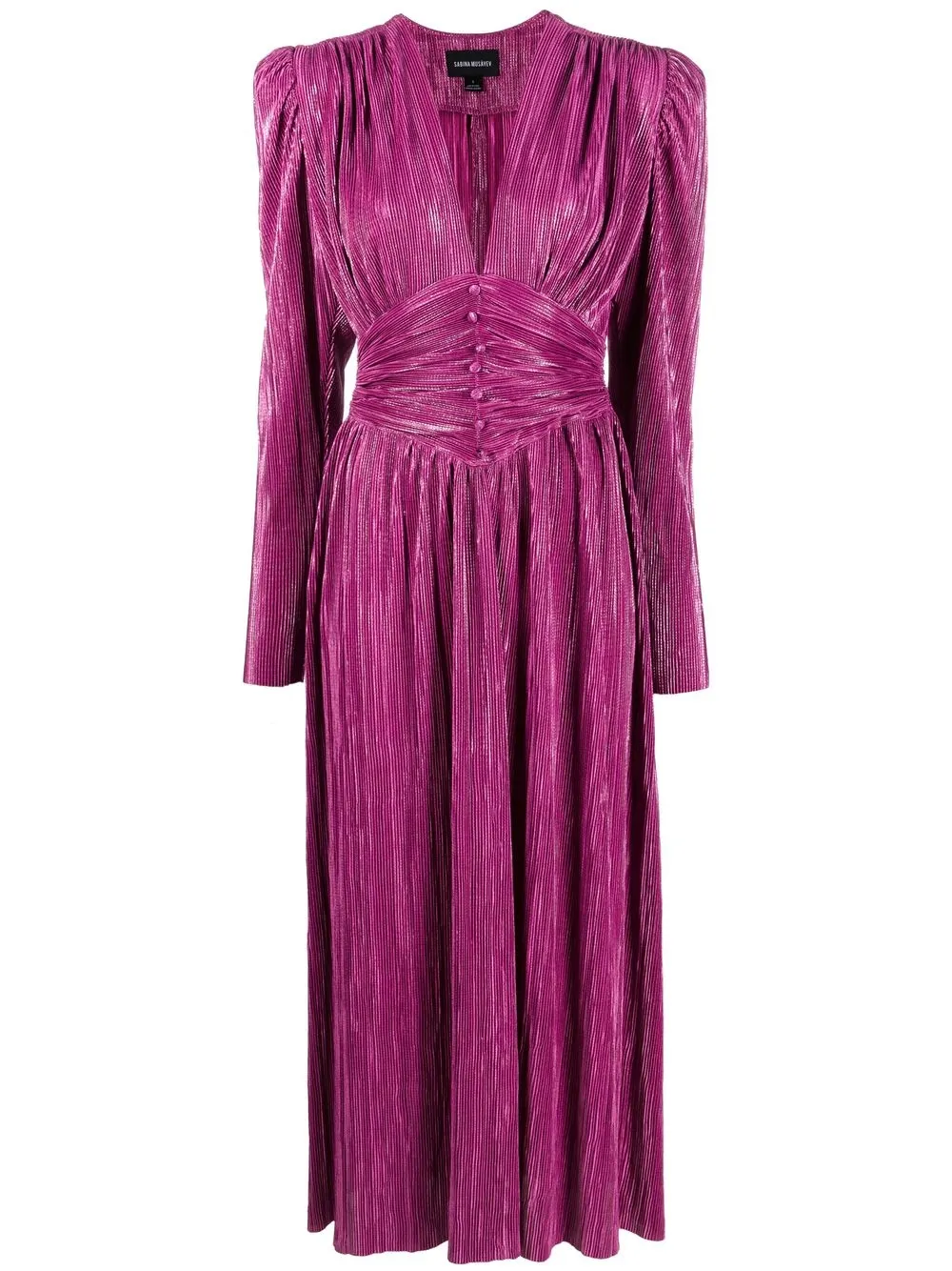 

Sabina Musayev plissé-detail V-neck dress - Purple