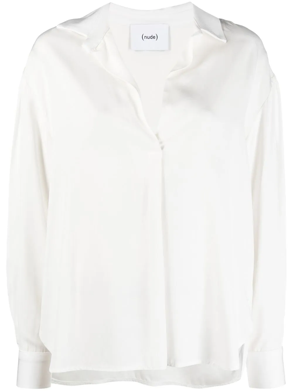 

Nude V-neck long-sleeve blouse - White