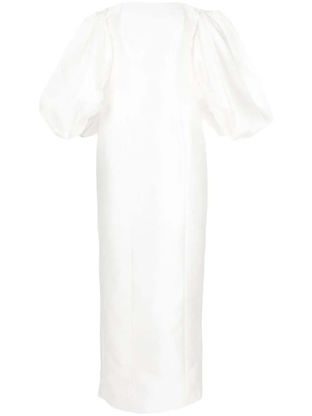 

BAZZA ALZOUMAN strapless pique puff-sleeve gown - White