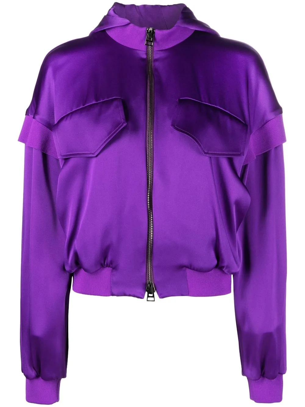 

TOM FORD chamarra bomber de seda con capucha y cierre - Morado