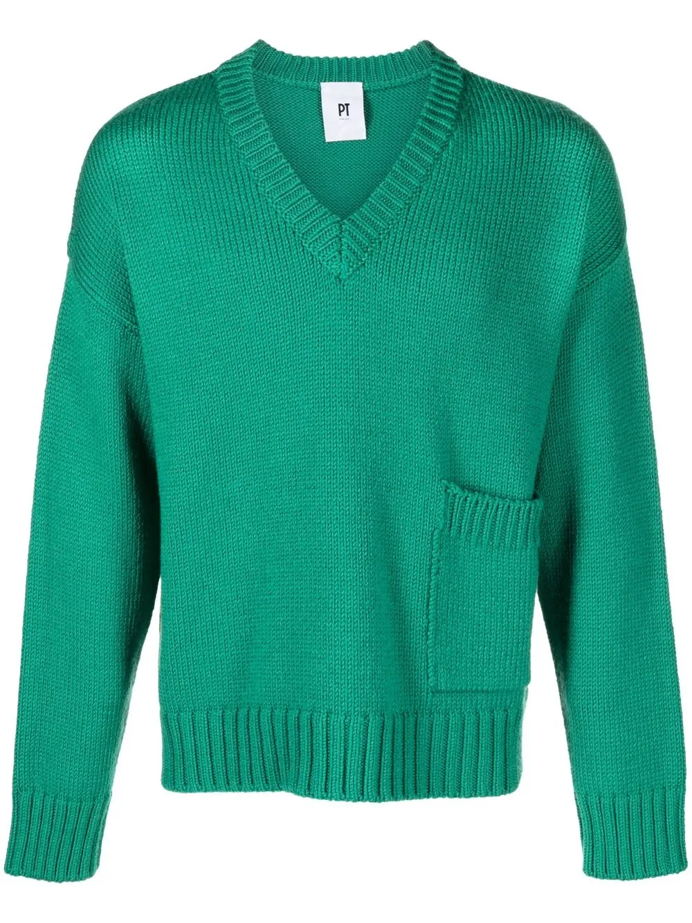 

PT Torino V-neck knitted jumper - Green