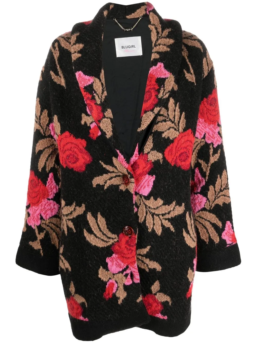 

Blugirl abrigo en intarsia floral con botones - Negro