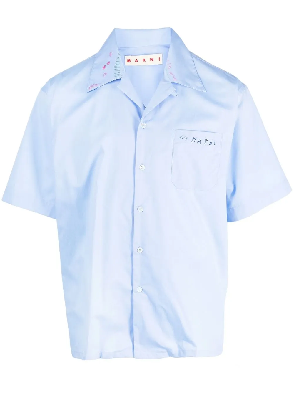 

Marni camisa con logo bordado - Azul