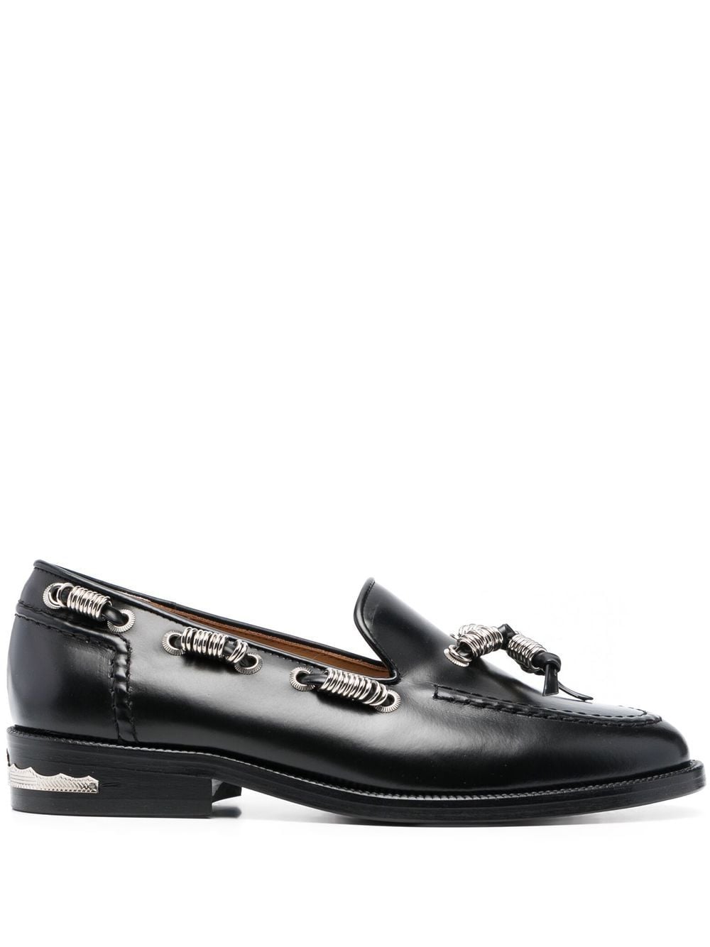 Shop Toga Aj1230 Leather Loafers In 黑色