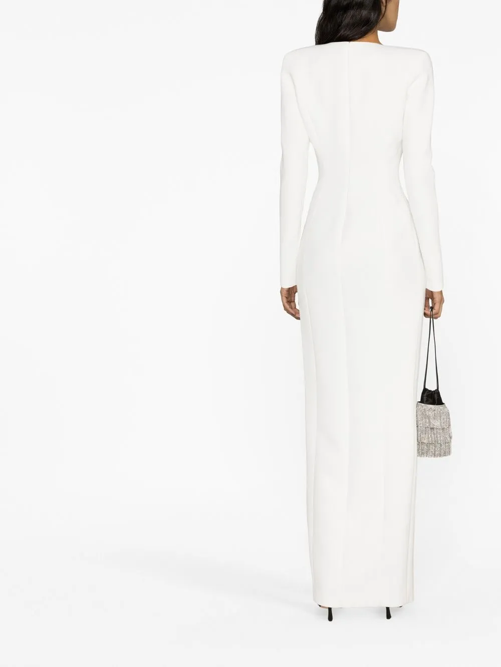 Monot Asymmetric V-neck Gown In White