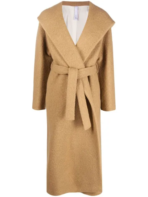 hooded tied-waist coat